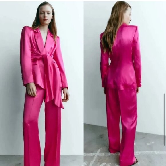 Zara Fuchsia Tie-Front Blazer (M) - Picture 5 of 6